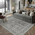 PureCozy Vintage Area Rug 5x7 Black Washable Living Room Large Carpet Non Slip by PureCozy