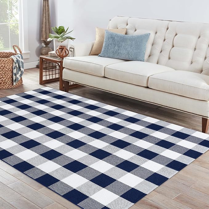 IOHOUZE Buffalo Plaid Checkered Rug 4x6 Ft Front Door Mats, Washable Area Rugs - Image 9