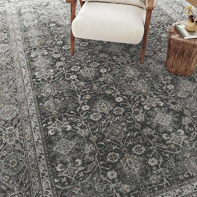 PureCozy Black Runner Rug 2x12 Vintage Area Carpet Hallway Long Indoor Kitchen - Image 8