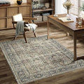PureCozy Vintage Area Rug 4x5 Brown Entryway Office Washable Carpet Non Slip by PureCozy