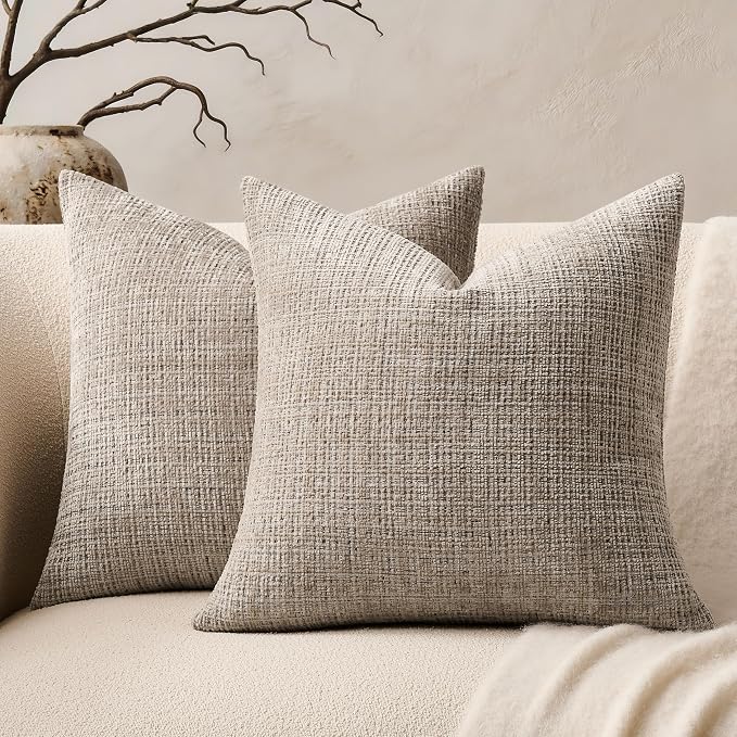 ZeeMart Fine-Textured Throw Pillow Covers Set of 2, 22x22 Inch Latte, Soft by ZEEMARTONLINE