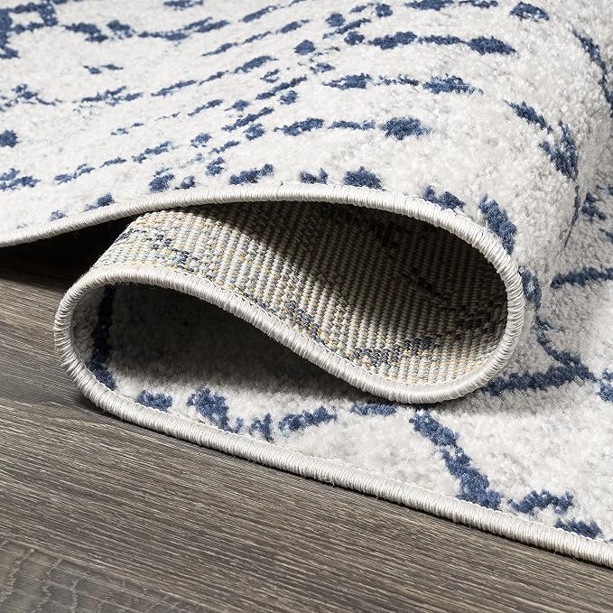 JONATHAN Y Boho Vintage Diamond Cream/Navy Indoor Area Rug 8X10 ft, Moroccan - Image 7