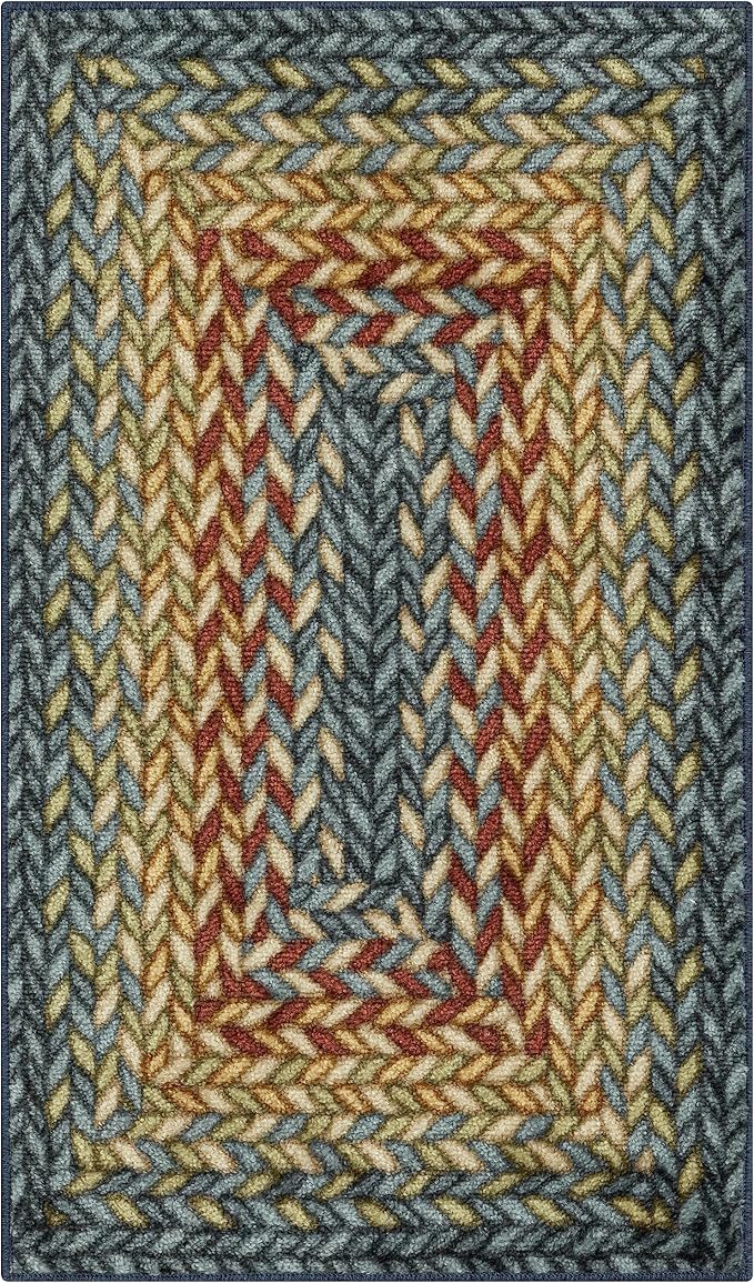 Maples Rugs Marion Bohemian Braided-Style Print Area Rug – Made in USA – by MaplesRugs
