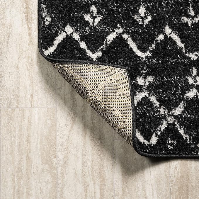 JONATHAN Y Boho Vintage Diamond Black/Ivory Runner Rug 2X14 ft, Moroccan Hype - Image 5