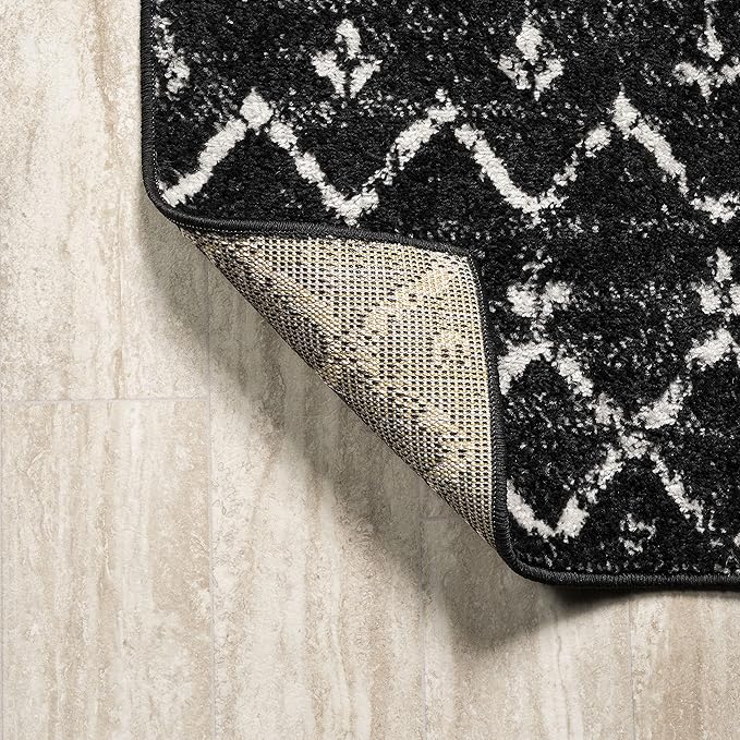 JONATHAN Y Boho Vintage Diamond Black/Ivory Square Area Rug 3X3 ft, Moroccan - Image 5