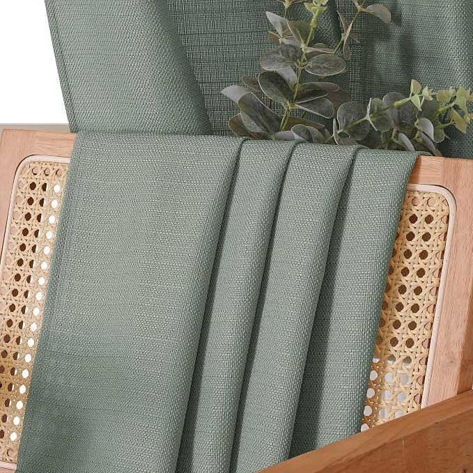 Chyhomenyc Sage Green Curtains 72 Inch Length 2 Panels Set, Faux Linen Textured - Image 4