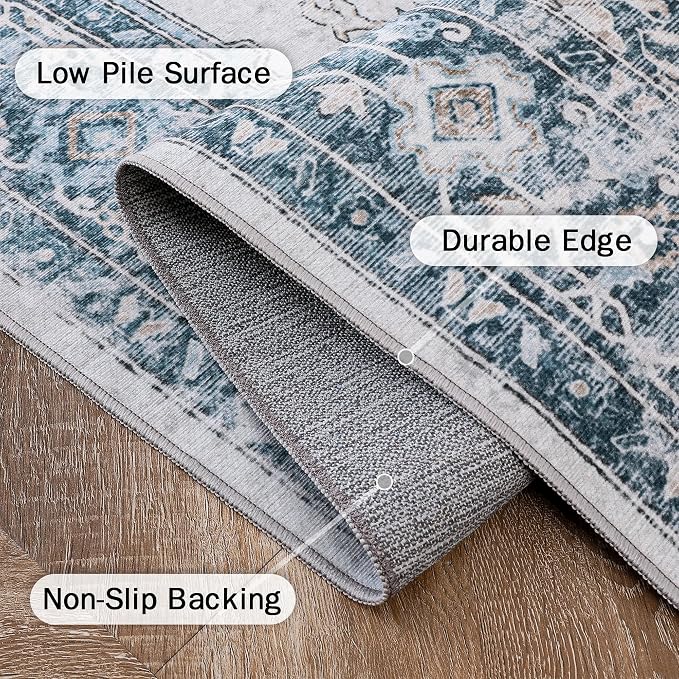 GENIMO 7'6''x9'6'' Area Rugs for Living Room, Machine Washable Non Slip Vintage - Image 5