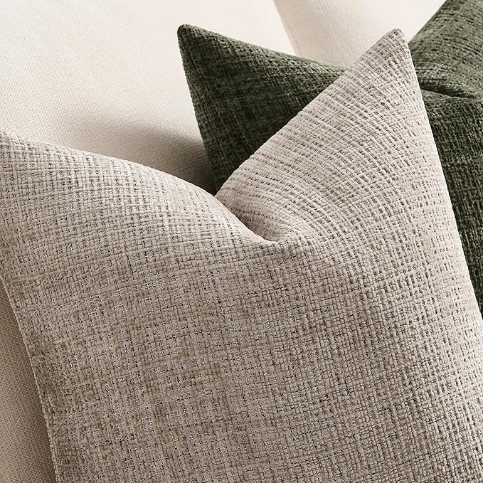ZeeMart Fine-Textured Throw Pillow Covers Set of 2, 20x20 Inch Latte, Soft - Image 2