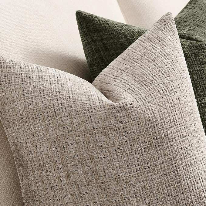 ZeeMart Fine-Textured Lumbar Throw Pillow Covers Set of 2, 12x20 Inch Latte - Image 2