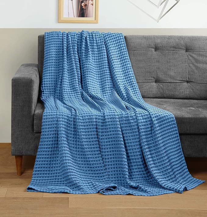 Utopia Bedding Wedgewood 100% Cotton Waffle Blanket 300 GSM Soft Lightweight - Image 4