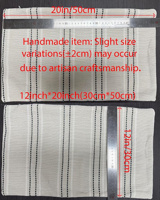 Hckot Hand Made Throw Pillow Covers 12x20 Set of 2 Striped Pillow Covers - Image 7