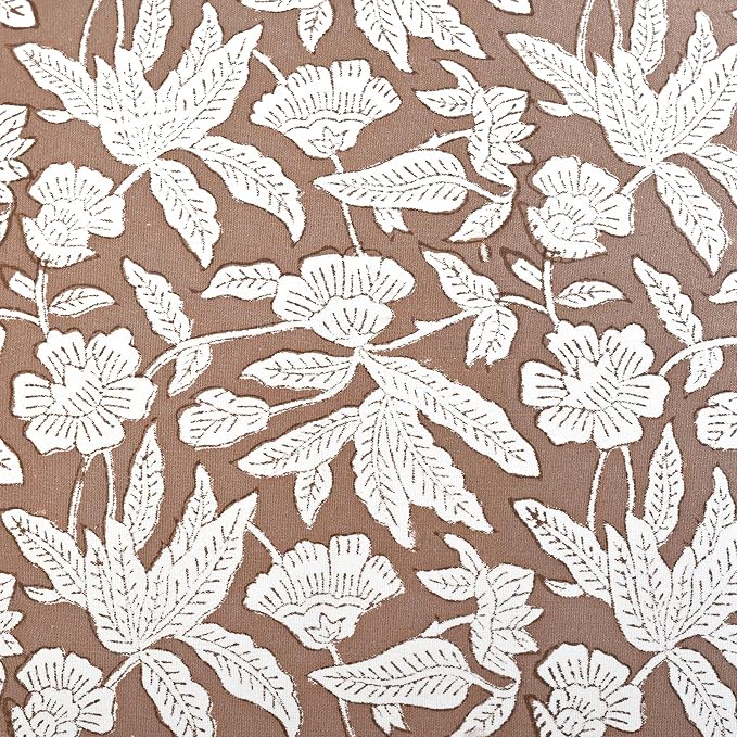 Ridhi Oak Brown Block Print Cotton Piping Throw Pillow Covers 16x16 Set of 2 - Image 7