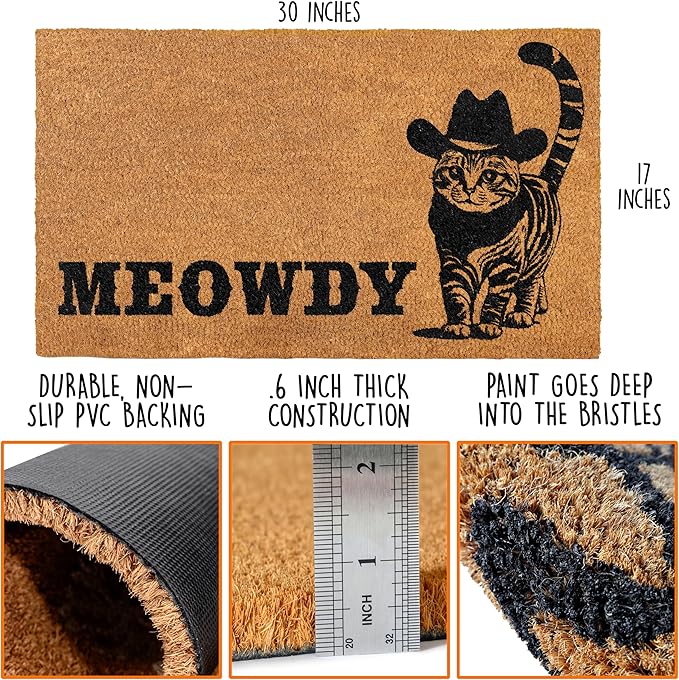 MAINEVENT Meowdy Doormat 30x17 Inch, Cat Front Door Mat - Image 3