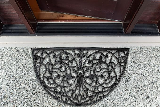DII Rubber Doormats Collection All Weather, Wrought Iron Half Round - Image 5