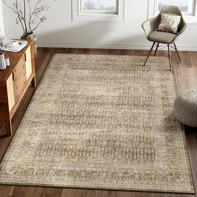 PureCozy Brown 6x9 Area Rug for Living Room Washable Vintage Distressed Large - Image 8