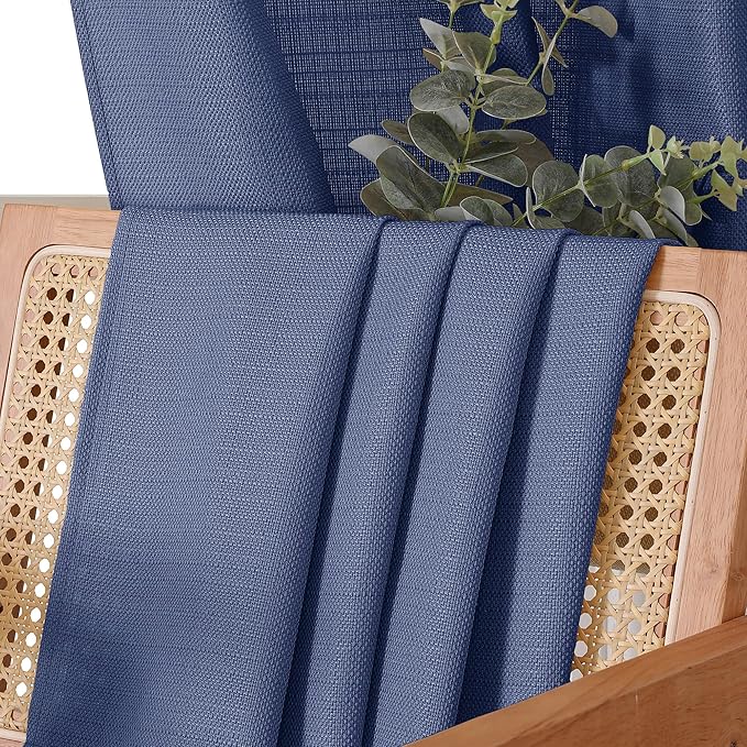 Chyhomenyc Bennet Blue Valance for Windows, Faux Linen Slub Textured Semi Sheer - Image 7