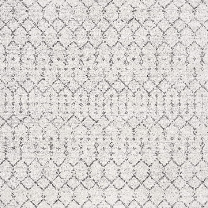 JONATHAN Y Boho Vintage Diamond Cream/Gray Square Area Rug 4X4 ft, Moroccan Hype - Image 2