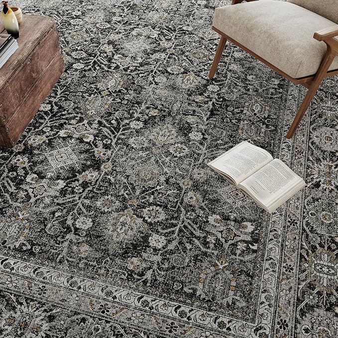 PureCozy Black Runner Rug 2x6 Vintage Area Carpet Hallway Long Indoor Kitchen - Image 8