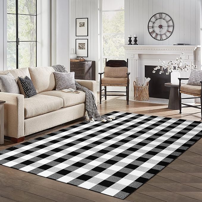 IOHOUZE Buffalo Plaid Rug 5x7 Ft Indoor Outdoor Rug, Washable Rugs by iOhouze