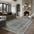 PureCozy Vintage Area Rug 6x9 Black Washable Living Room Large Carpet Non Slip by PureCozy