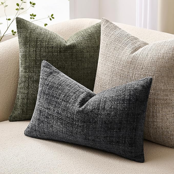 ZeeMart Fine-Textured Lumbar Throw Pillow Covers Set of 2, 12x20 Inch Charcoal - Image 5