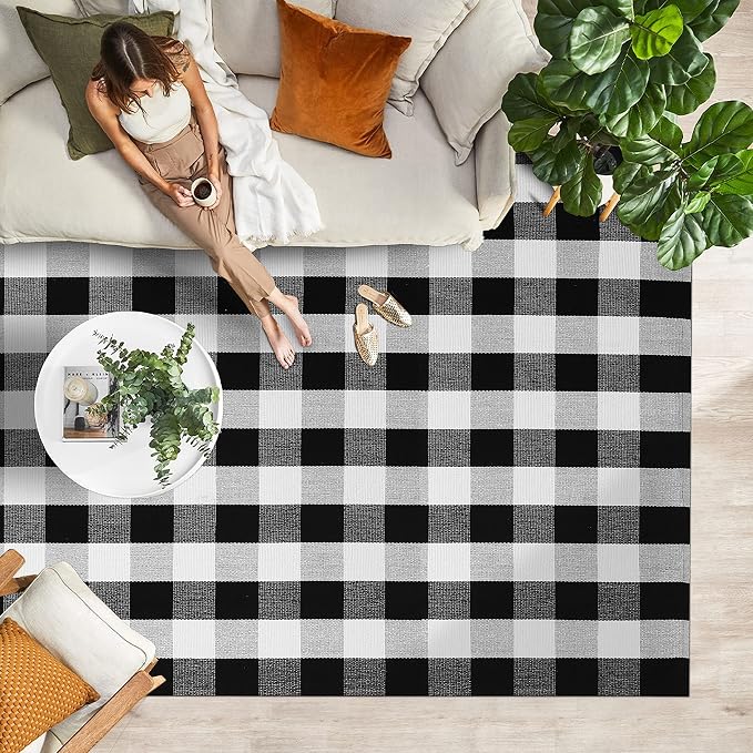 IOHOUZE Buffalo Plaid Rug 5x8 Ft Indoor Outdoor Rug, Washable Rugs - Image 9