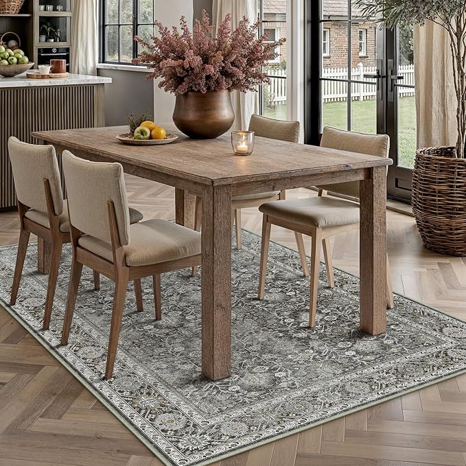 PureCozy Vintage Area Rug 3x5 Black Entryway Office Washable Carpet Non Slip - Image 3