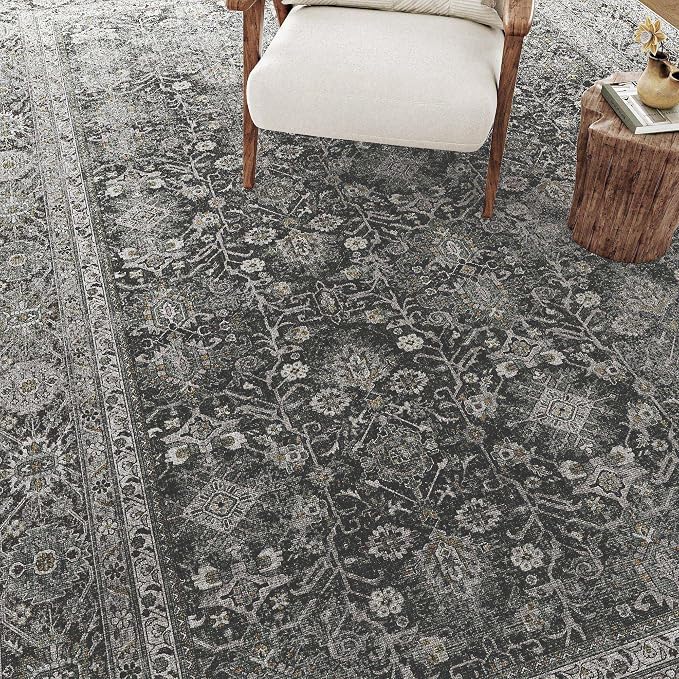 PureCozy Black Runner Rug 2'6"x10' Vintage Area Carpet Hallway Long Indoor - Image 6