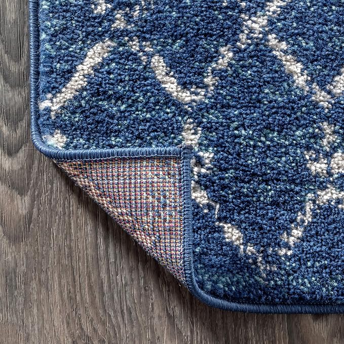 JONATHAN Y Boho Vintage Diamond Blue/White Runner Rug 2X8 ft, Moroccan Hype - Image 3