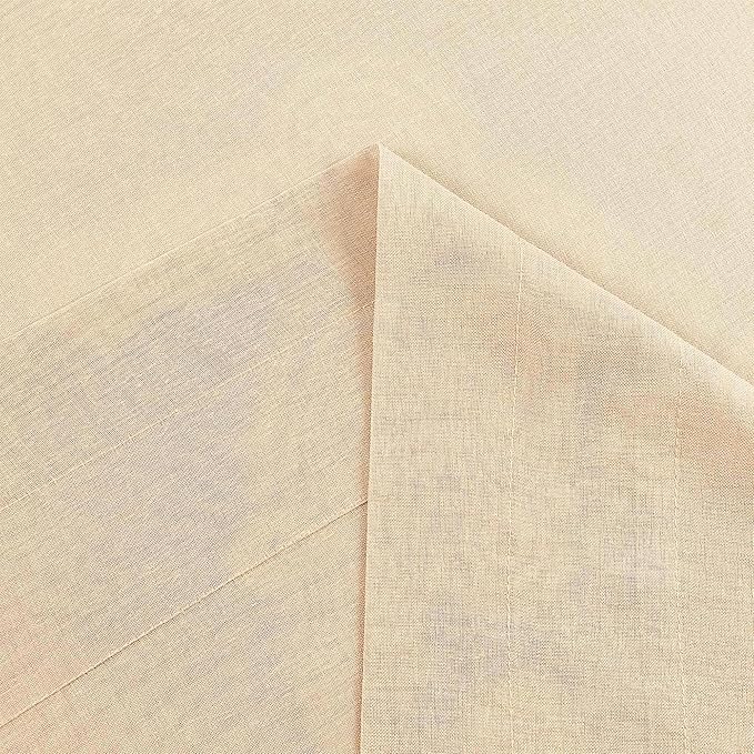 DWCN Beige Sheer Curtains Semi Transparent Voile Rod Pocket Curtains - Image 6