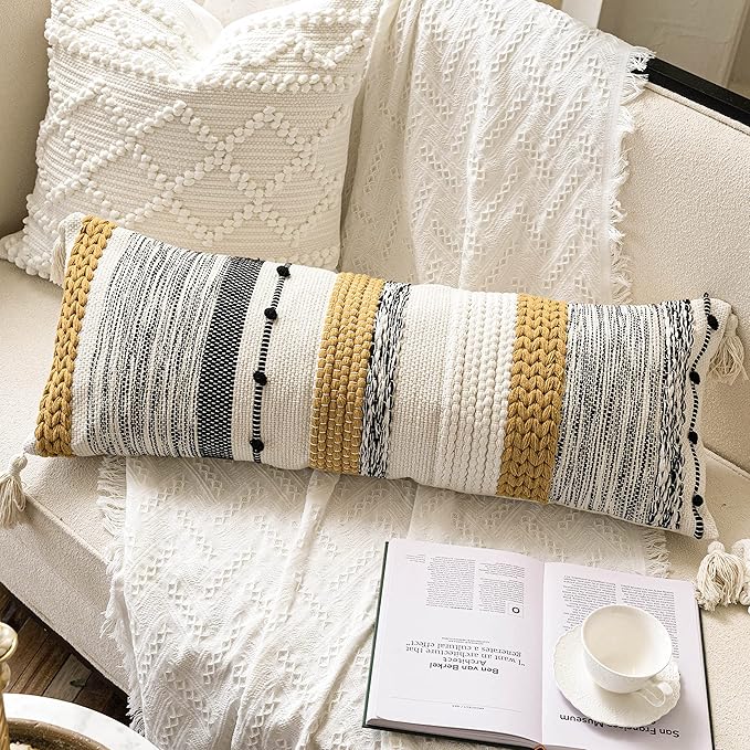 BlissBlush Decorative Lumbar Throw Pillow Cover 14x36 Boho Long Cushion - Image 4