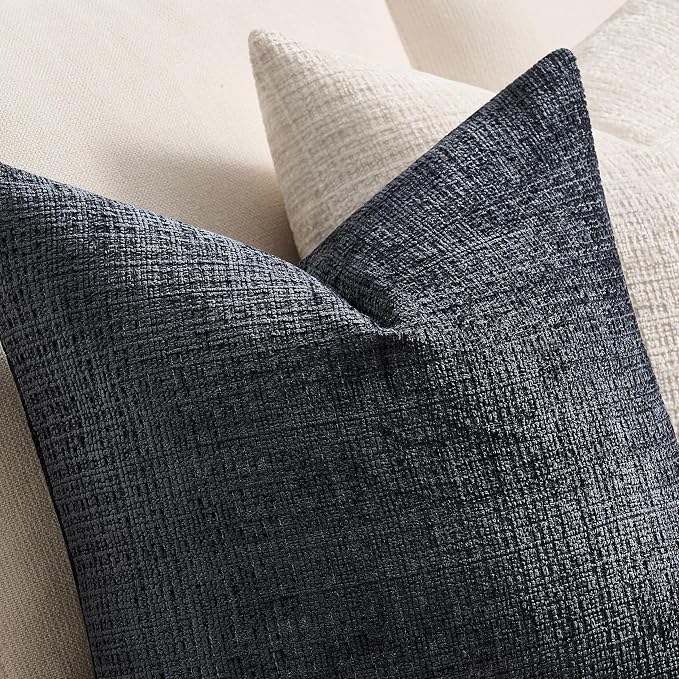 ZeeMart Fine-Textured Throw Pillow Covers Set of 2, 18x18 Inch Navy, Soft - Image 2