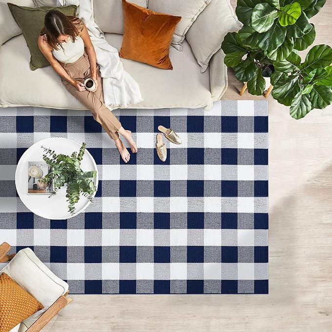 IOHOUZE Buffalo Plaid Checkered Rug 4x6 Ft Front Door Mats, Washable Area Rugs - Image 3