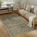 PureCozy Vintage Area Rug 4x6 Light Brown Bedroom Indoor Kitchen Washable by PureCozy
