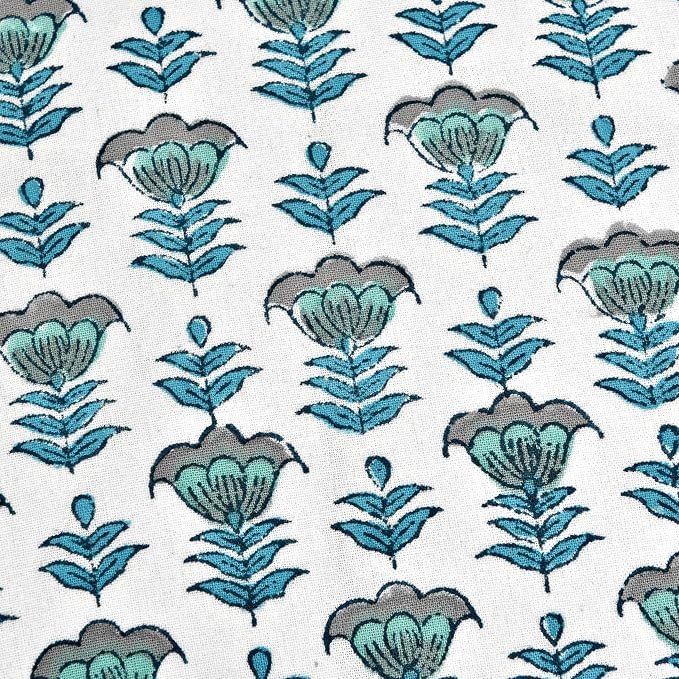 Ridhi Block Print Aquamarine Blue Pillow Cover 16" x 16" Decorative Couch - Image 6