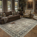 PureCozy Vintage Area Rug 7x9 Brown Washable Living Room Large Carpet Non Slip by PureCozy