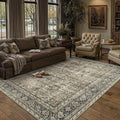 PureCozy Vintage Area Rug 5x7 Brown Washable Living Room Large Carpet Non Slip by PureCozy