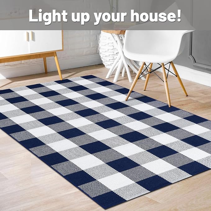 IOHOUZE Buffalo Plaid Checkered Rug 3x5 Ft Front Door Mats, Washable Area Rugs - Image 10