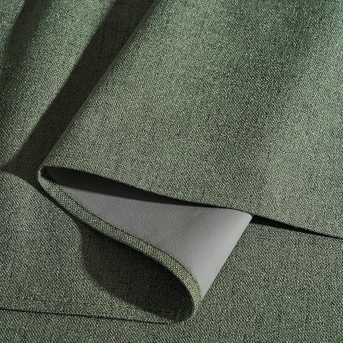 RYB HOME Olive Green 100% Blackout Linen Curtains 96 inches Long, Luxury - Image 4