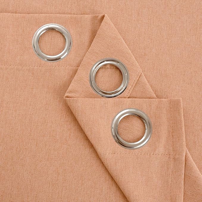 BGment Peach Linen Curtains for Living Room 90 Inch Length 2 Panels Set - Image 9