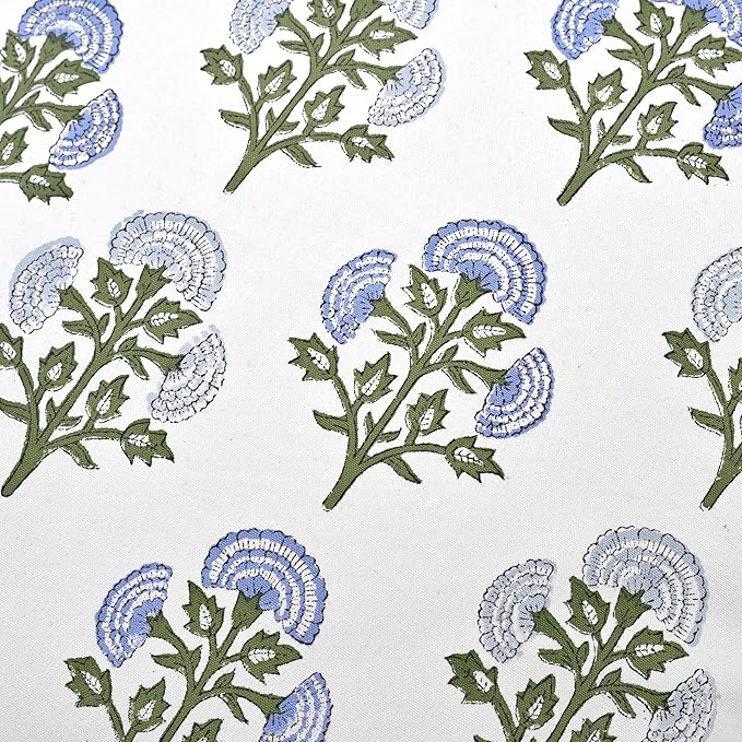Ridhi Block Print Mughal Buta Blue Pillow Cover 18" x 18" Decorative Couch - Image 3
