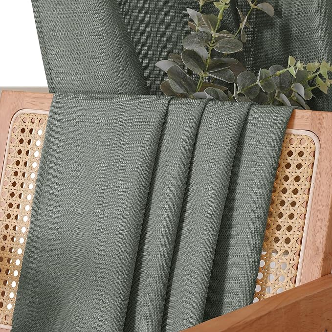 Chyhomenyc Olive Green Curtains 72 Inch Length 2 Panels Set, Faux Linen - Image 5