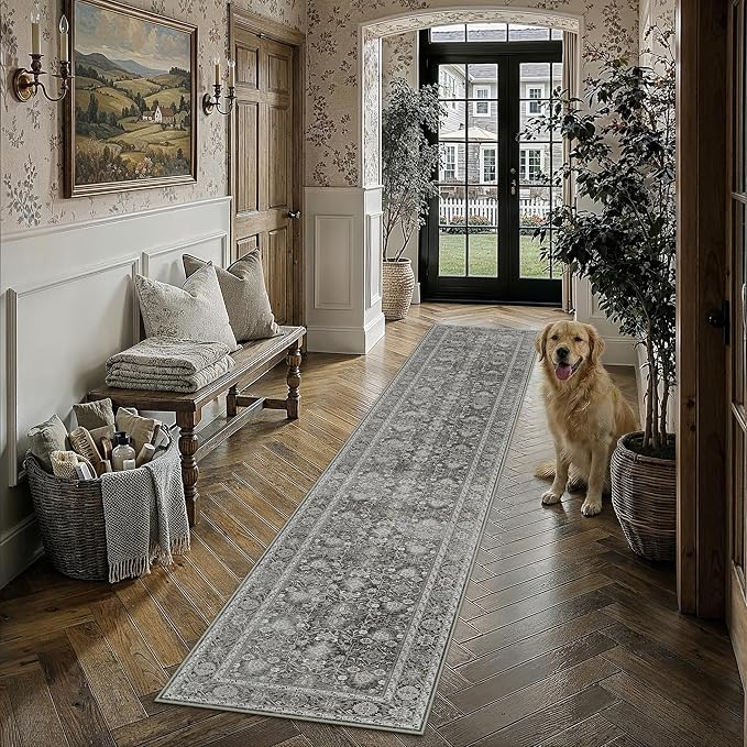 PureCozy Black Runner Rug 2x10 Vintage Area Carpet Hallway Long Indoor Kitchen by PureCozy