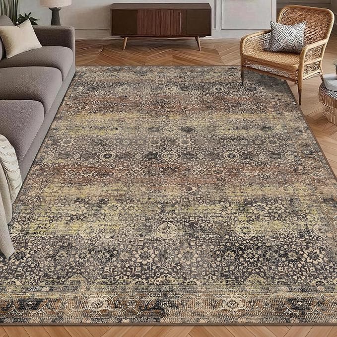 Washable Area Rug 3' x 5 ' Vintage Traditional Persian Mat by Unknown