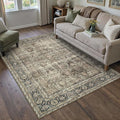PureCozy Vintage Area Rug 4x6 Brown Entryway Office Washable Carpet Non Slip by PureCozy
