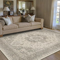 PureCozy 5x7 Washable Area Rug Beige Grey Vintage Distressed Rug by PureCozy