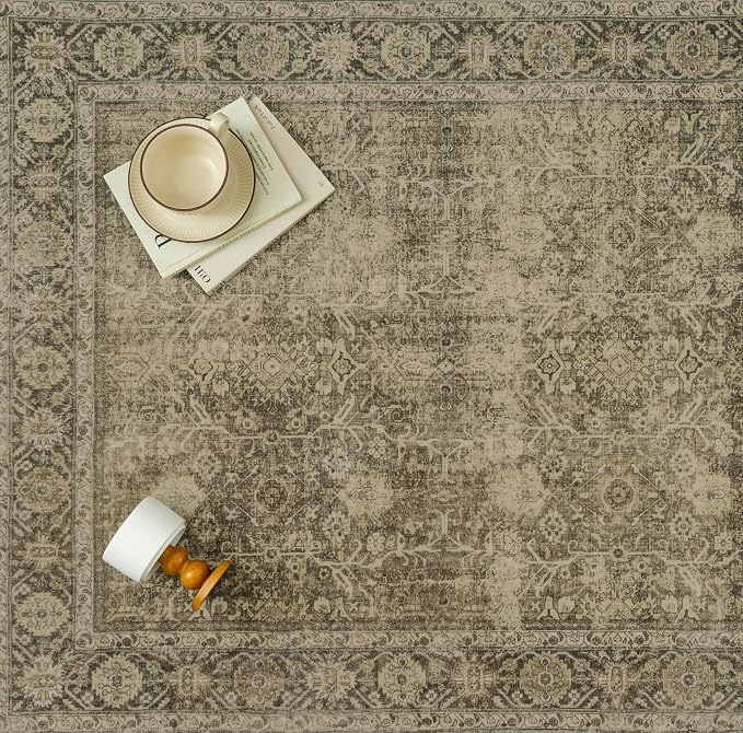 PureCozy Light Brown 2x6 Vintage Area Rug Hallway Indoor Kitchen Washable - Image 5