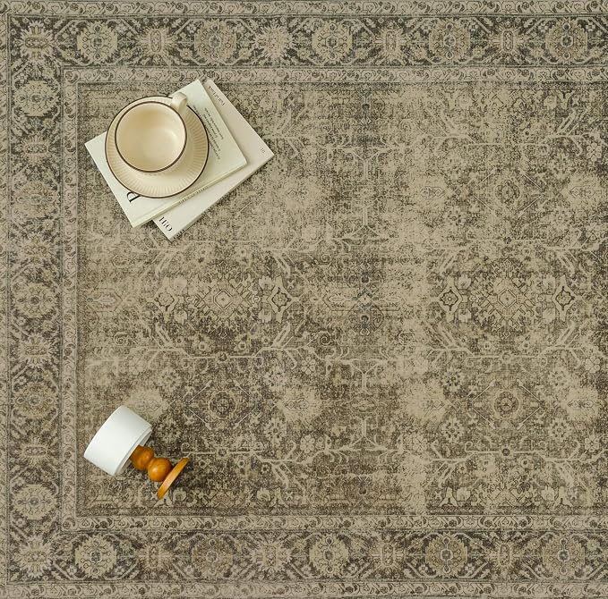 PureCozy Light Brown 3x10 Vintage Area Rug Hallway Indoor Kitchen Washable - Image 5