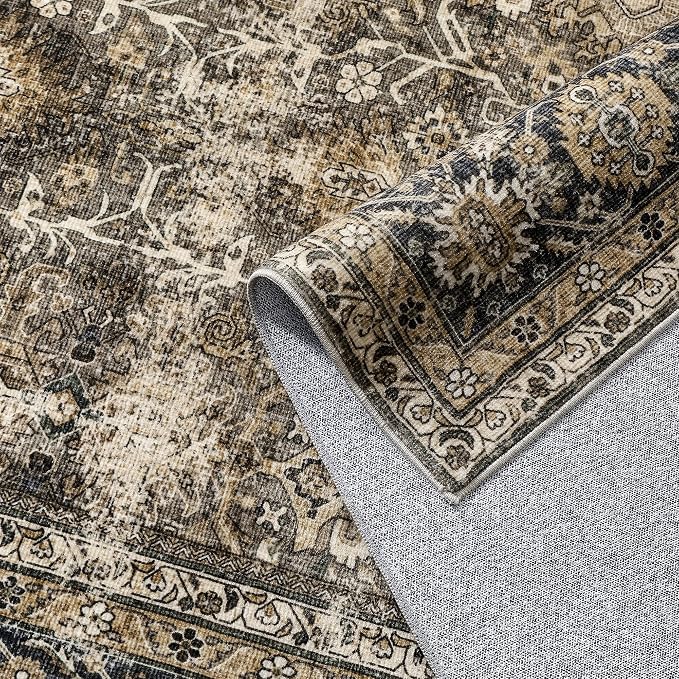 PureCozy Brown Runner Rug 3x12 Vintage Area Carpet Hallway Long Indoor Kitchen - Image 9