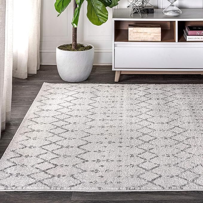 JONATHAN Y Boho Vintage Diamond Cream/Gray Indoor Area Rug 6X9 ft, Moroccan Hype - Image 3